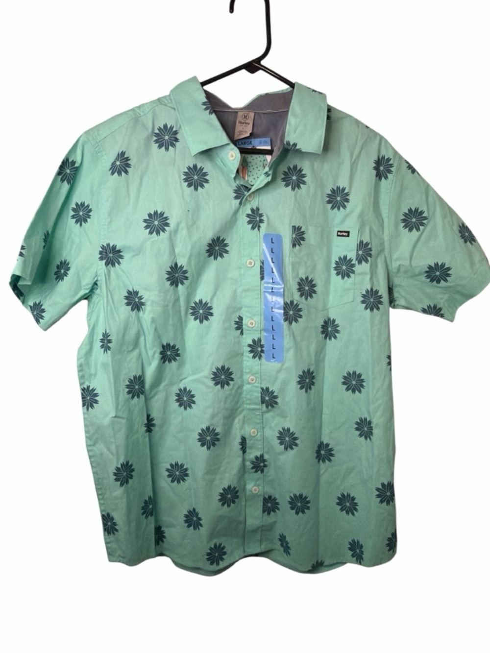 Hurley Men's Patio Printed Woven Shirt Size L Turquoise NWT